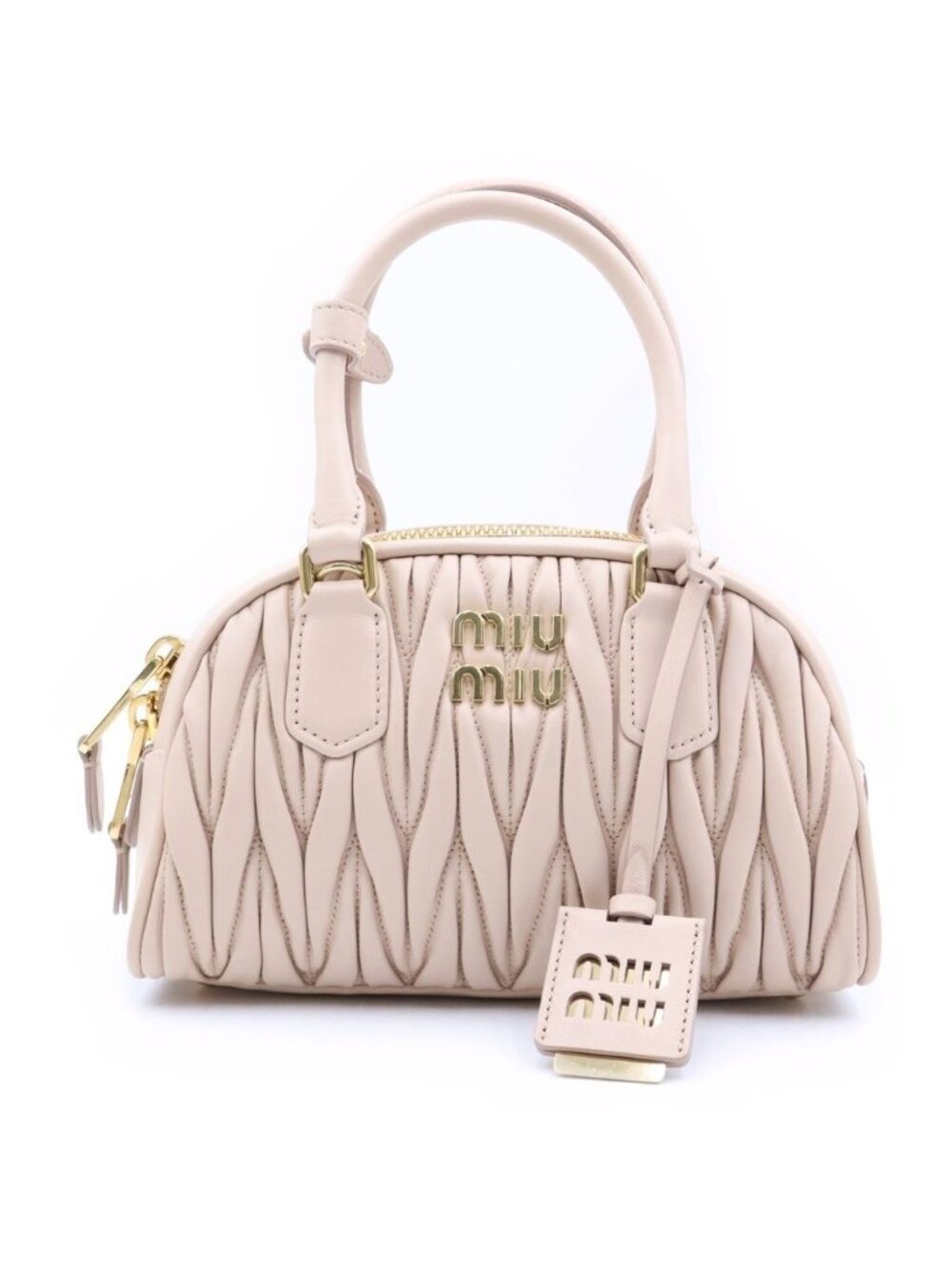 Miu Miu Matelasse Nappa Leather Handbag Beige